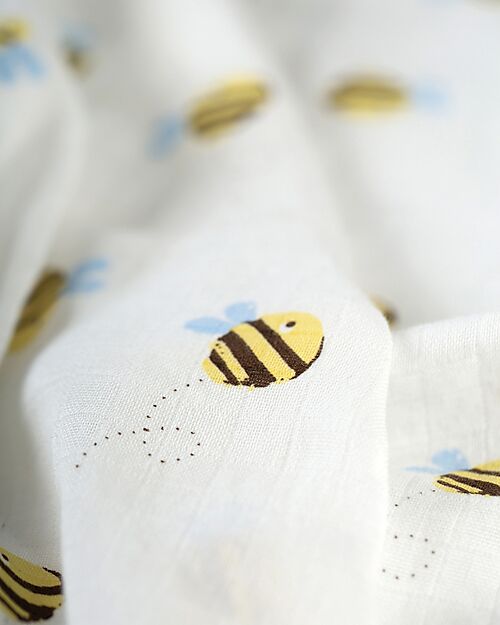 Frugi Marvelous Double Face Swaddle Blanket - Buzzy Bee - 100% Cotton Muslin Muslin Swaddle