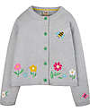Frugi Millie Embroidered Cardigan - Grey/Flowers - 100% GOTS Organic Cotton Cardigans