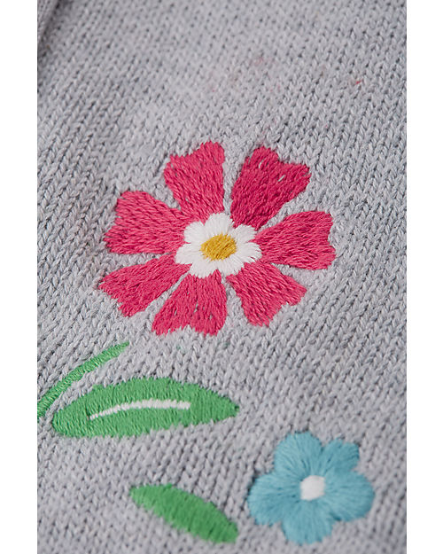Frugi Millie Embroidered Cardigan - Grey/Flowers - 100% GOTS Organic Cotton Cardigans
