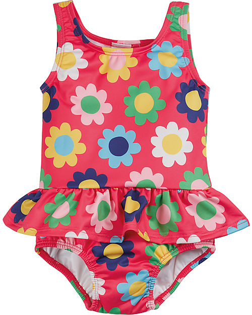 Frugi Newlyn Nappy Swimsuit - Watermelon Flower Power - Eco-Friendly Swimsuits