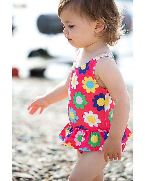 Frugi Newlyn Nappy Swimsuit - Watermelon Flower Power - Eco-Friendly Swimsuits