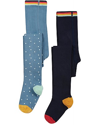 Frugi Norah Tights pack of 2 - Abisko Sky/Ptarmigan - Organic Cotton Tights