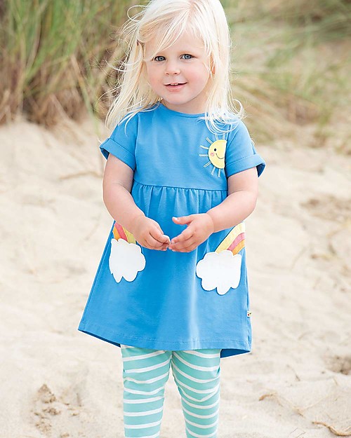 Frugi Olive Outfit - Sail Blue/Clouds - Elasticated organic cotton T-shirts