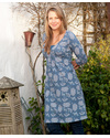 Frugi Organic Cotton Parsley Print Nursing Dress - Blue with White Floral Print Dresses_
