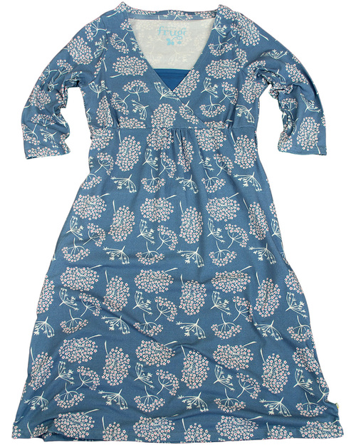 Frugi Organic Cotton Parsley Print Nursing Dress - Blue with White Floral Print Dresses_
