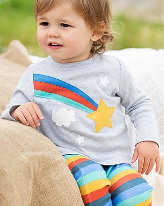 Frugi Oscar Outfit - Stripe Rainbow/Grey Marl - Organic Cotton Sets And Co-Ords
