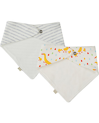 Frugi Pack of 2 Gurgle Bibs - Duck - 100% Organic Cotton Bandana Bibs