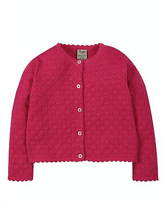 Frugi Pea Pointelle Cardigan - Rich Pink - Organic Cotton Cardigans