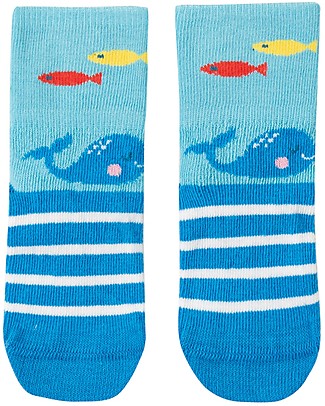 Frugi Perfect Little Pair Socks - Bright Sky/Whale - Elasticated Organic Cotton Socks