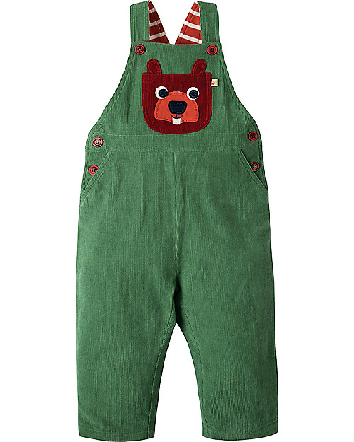 Frugi Play Days Dungaree, Moss Green/Beaver - Organic Cotton Dungarees
