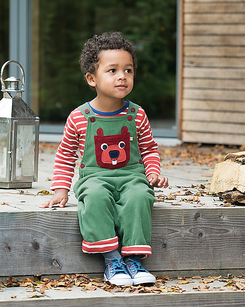 Frugi Play Days Dungaree, Moss Green/Beaver - Organic Cotton Dungarees