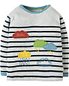 Frugi Playtime Panel Tee, Grey Marl Stripe/Rainclouds - Organic cotton Long Sleeves Tops