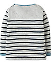 Frugi Playtime Panel Tee, Grey Marl Stripe/Rainclouds - Organic cotton Long Sleeves Tops
