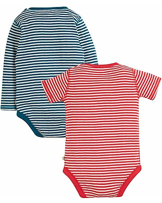 Frugi Pointelle 2 pack Bodysuits - Loch Blue/Watermelon - Organic Cotton Sets And Co-Ords