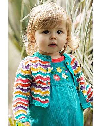 Frugi Pointelle Knitted Cardigan - Rainbow - 100% Organic Cotton Cardigans