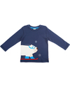 Frugi Polar Bear Applique Top - Blue Navy - 100% Organic Cotton Long Sleeves Tops