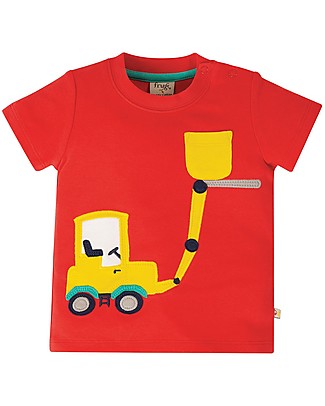 Frugi Polzeath Pocket Top - Red Koi/Truck - Organic cotton Long Sleeves Tops