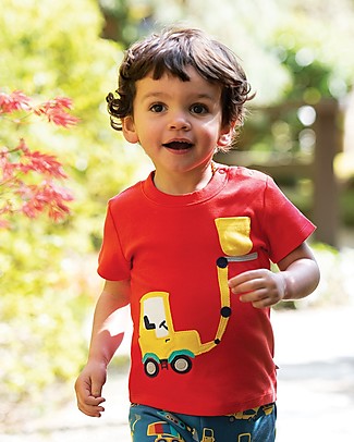 Frugi Polzeath Pocket Top - Red Koi/Truck - Organic cotton Long Sleeves Tops