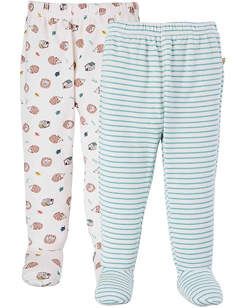 Frugi Poppet Pull Ups 2 Pack - Moss Breton/Hedgehog Huddle Trousers