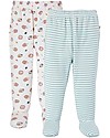 Frugi Poppet Pull Ups 2 Pack - Moss Breton/Hedgehog Huddle Trousers