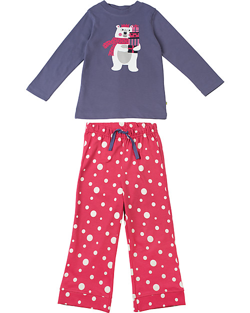 Frugi Poppy PJs, Violet Grey/Polar Bear - 100% organic cotton Pyjamas