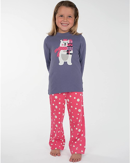 Frugi Poppy PJs, Violet Grey/Polar Bear - 100% organic cotton Pyjamas