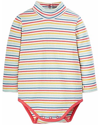 Frugi Poppy Roll Neck Body - Abisko Rainbow Stripe - Organic Cotton Long Sleeves Bodies