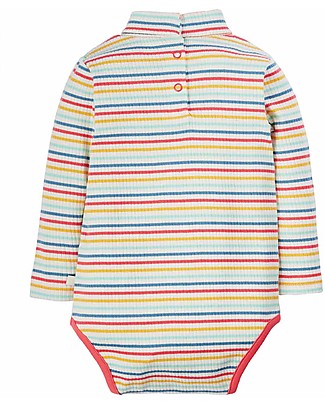 Frugi Poppy Roll Neck Body - Abisko Rainbow Stripe - Organic Cotton Long Sleeves Bodies