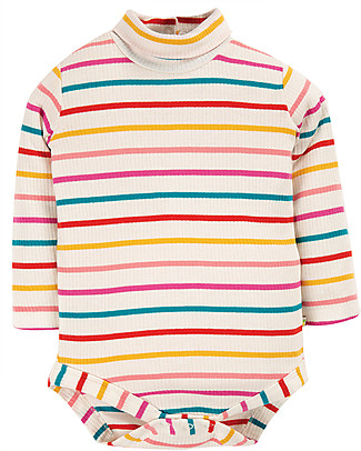 Frugi Poppy Roll neck Body - Ginger Rainbow Breton - Organic Cotton Long Sleeves Bodies