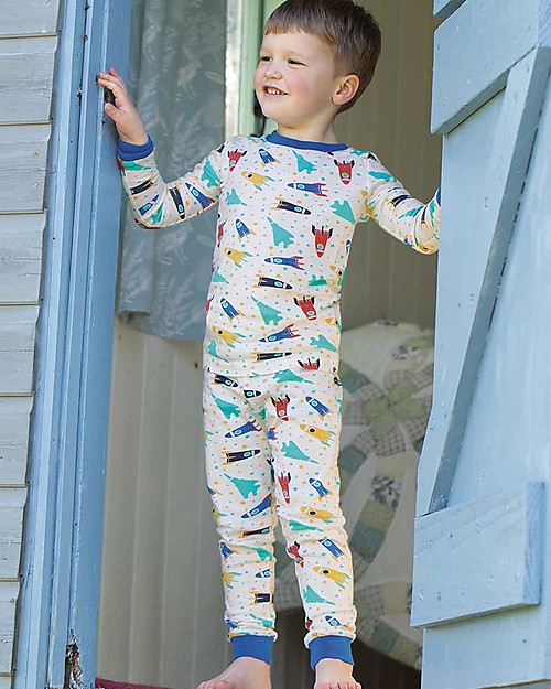 Frugi Pot Isaac Pyjamas - Racing Rockets - Organic Cotton Pyjamas