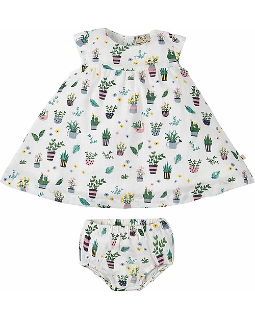 Frugi Pretty Polly Dress Set (dress + knickers), Greenhouse - Organic cotton Sets And Co-Ords