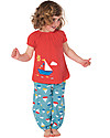 Frugi Pretty Pull Ups, Aqua with Sailboats - 100% Organic Cotton Trousers