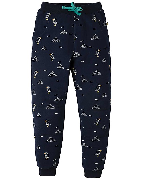 Frugi Printed Snug Jogger, Puffin Island - 100% organic cotton fleece Leggings