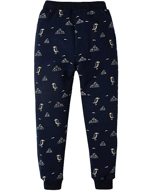 Frugi Printed Snug Jogger, Puffin Island - 100% organic cotton fleece Leggings