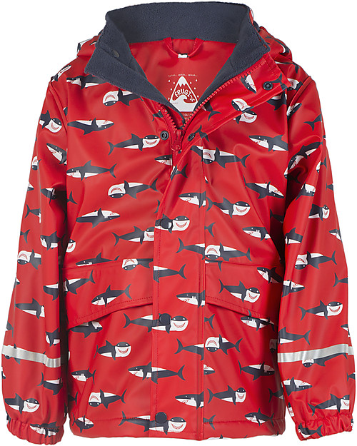 Frugi Puddle Buster Coat, Hungry Sharks - 100% recycled material! Waterproof
