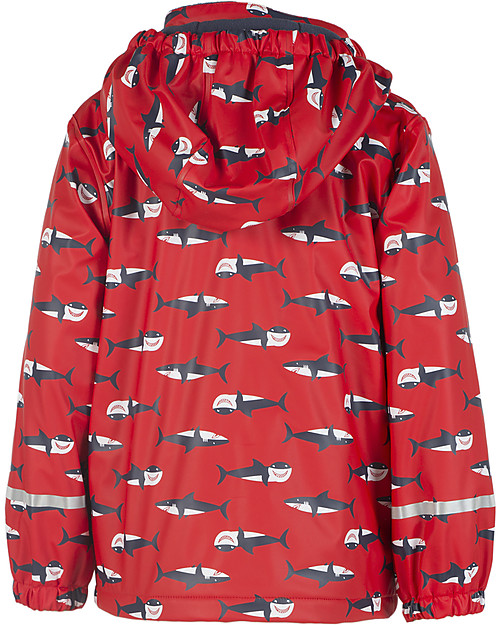 Frugi Puddle Buster Coat, Hungry Sharks - 100% recycled material! Waterproof