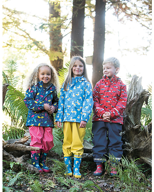 Frugi Puddle Buster Coat, Hungry Sharks - 100% recycled material! Waterproof