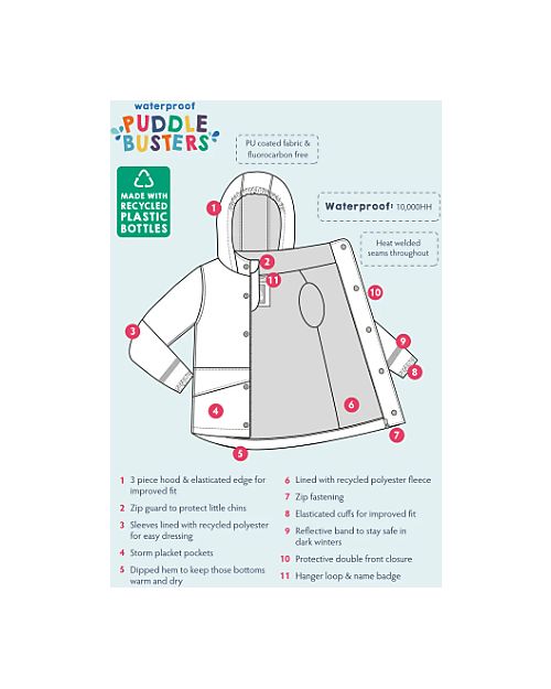 Frugi Puddle Buster Coat - Red Jurassic Coast - Welded Seams! Waterproof