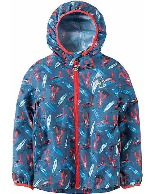 Frugi Puddle Buster Packaway Jacket, Hang Ten - 100% recycled! Waterproof