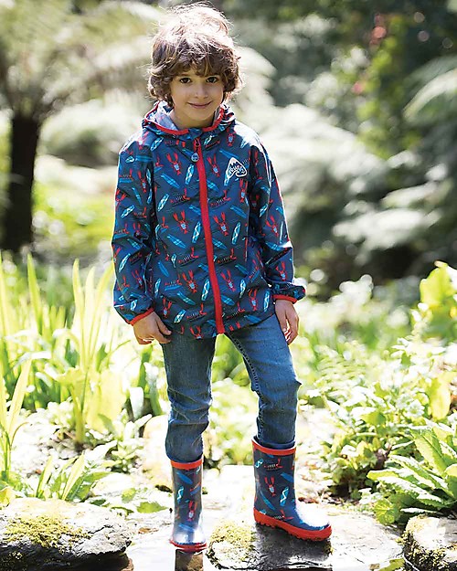 Frugi Puddle Buster Packaway Jacket, Hang Ten - 100% recycled! Waterproof