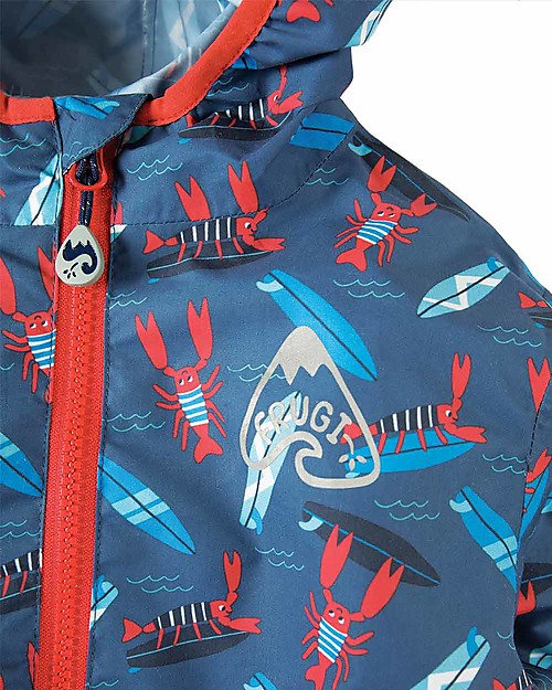 Frugi Puddle Buster Packaway Jacket, Hang Ten - 100% recycled! Waterproof