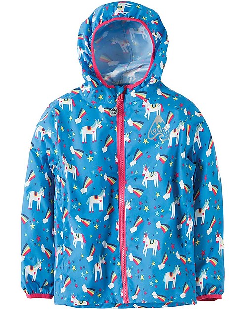 Frugi Puddle Buster Packaway Jacket, Magic Rainbow - 100% recycled! Waterproof