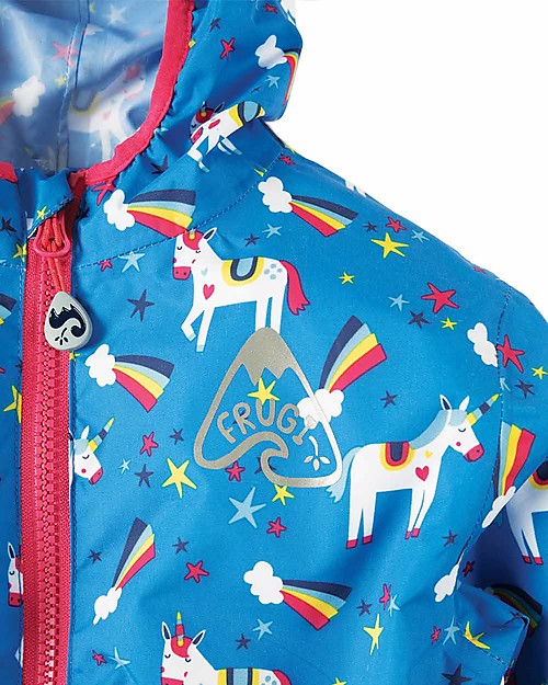 Frugi Puddle Buster Packaway Jacket, Magic Rainbow - 100% recycled! Waterproof
