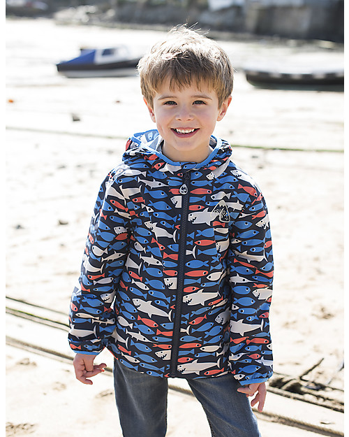 Frugi Puddle Buster Packaway Jacket, Shark - 100% recycled! Waterproof