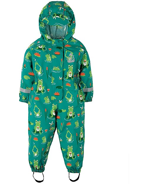 Frugi Puddle Buster Suit, Samson Green Frog Pond - 100% recycled material! Snowsuits
