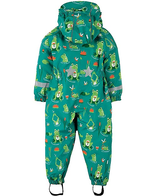 Frugi Puddle Buster Suit, Samson Green Frog Pond - 100% recycled material! Snowsuits