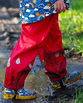 Frugi Puddle Buster Trousers - True Red - 100% recycled material! Dungarees