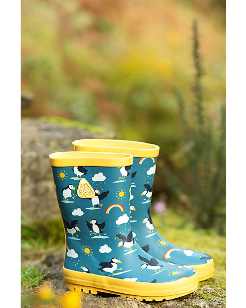 Frugi Puddle Buster Wellington Boots - Puffin Puddles Wellies