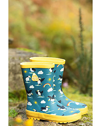 Frugi Puddle Buster Wellington Boots - Puffin Puddles Wellies