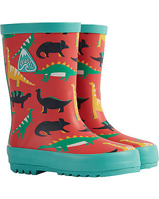 Frugi Puddle Buster Wellington Boots - Red Jurassic Coast - 100% Natural Rubber Wellies